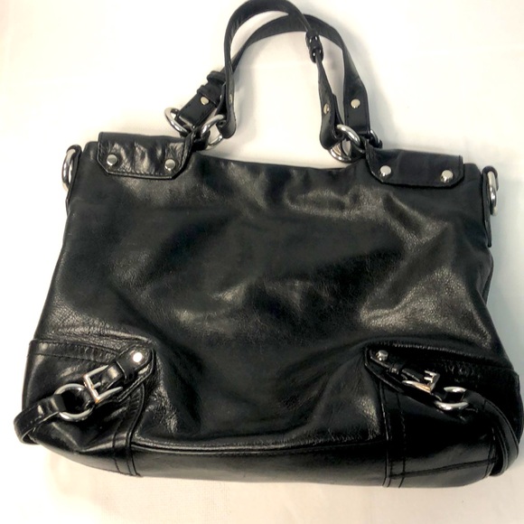 MICHAEL KORS Black Leather Buckle Accents Slim Crossbody Bag silver hardware - Picture 3 of 16